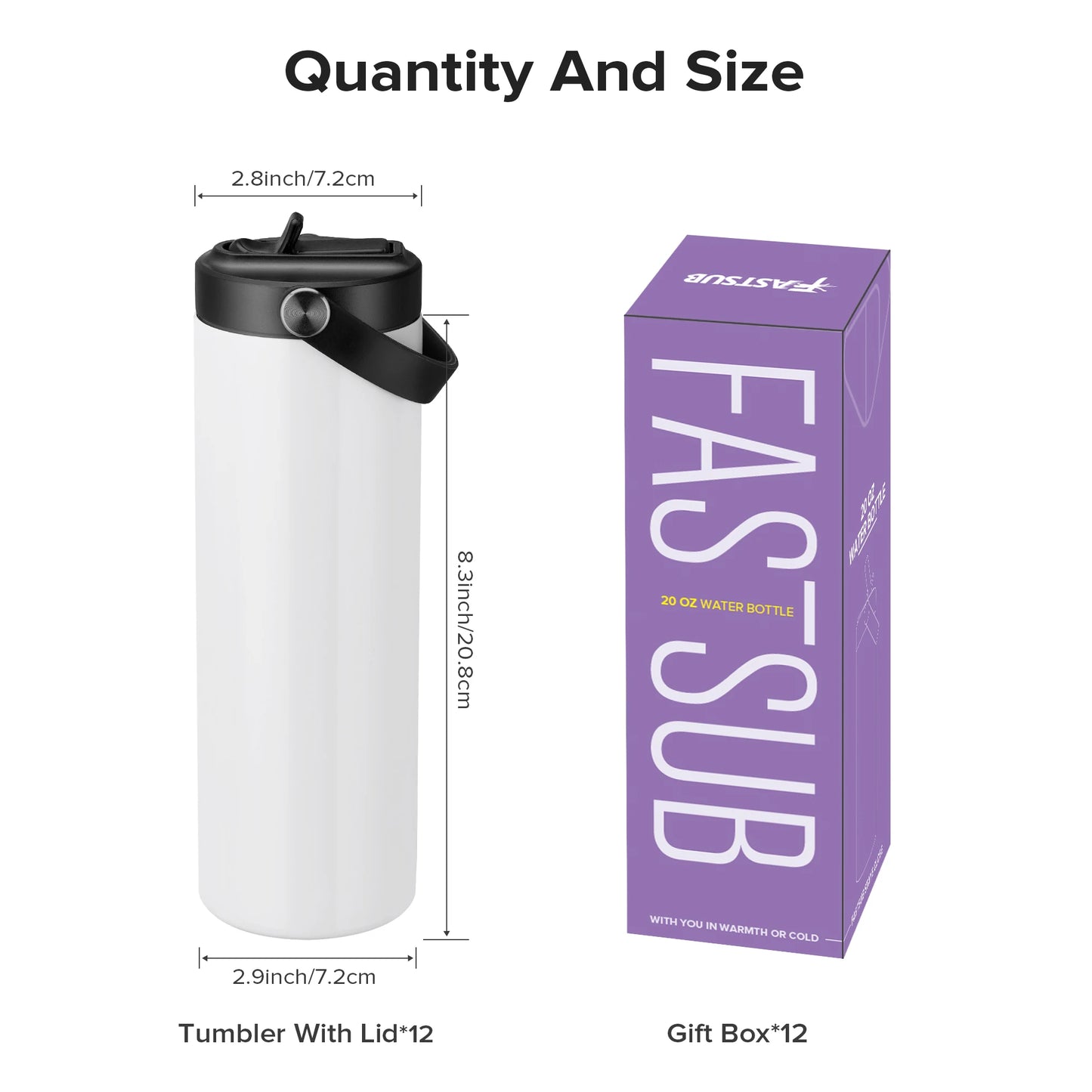 12/25 Pack 20OZ Sublimation Blanks Tumbler, Vacuum Flap With Flip nozzle, Perfect for Fitness Travel and Sports water Bottles