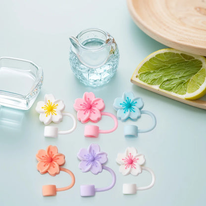 3/4/6/7PCS Silicone Straw Tips Protectors 8/10mm Flower Straw Toppers Dust-Proof Drinking Caps Straws Stopper for Stanley Cups