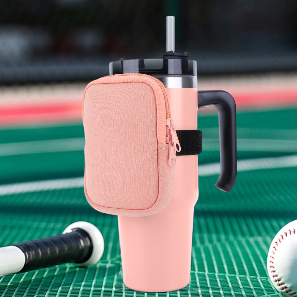 Water Bottle Pouch for For Stanley Cup 40oz/20oz/30oz Water Bottle Caddy Neoprene Tumbler Bag for Cards Keys Wallet Earphone