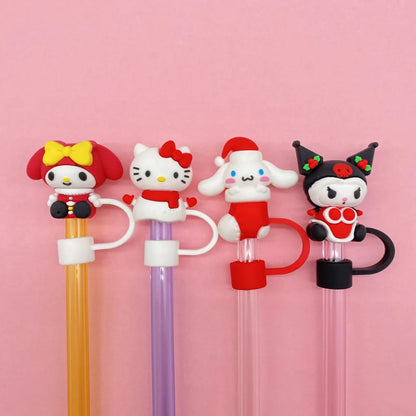 3D cute Sanrio Cartoon Straw Covers For Stanley Water Glass Bottle Drinking Dust Cap Straw Tip Cover Cup Accessories For 10mm ﻿