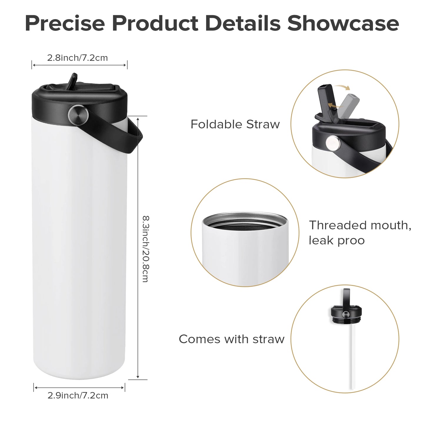 12/25 Pack 20OZ Sublimation Blanks Tumbler, Vacuum Flap With Flip nozzle, Perfect for Fitness Travel and Sports water Bottles