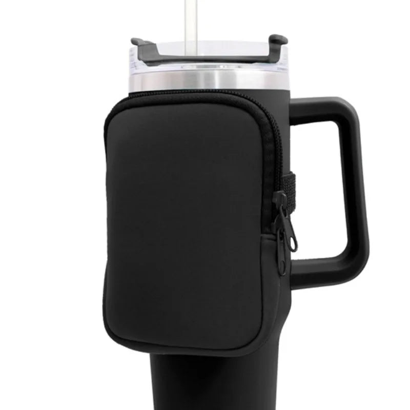 Water Bottle Pouch for For Stanley Cup 40oz/20oz/30oz Water Bottle Caddy Neoprene Tumbler Bag for Cards Keys Wallet Earphone