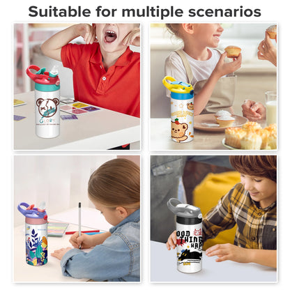 12/30 Pack 12oz Sublimation Kids Tumblers,with Silicone Sleeve & Shrink Wrap,Blank Heat Transfer Ready,Handmade for Boys & Girls