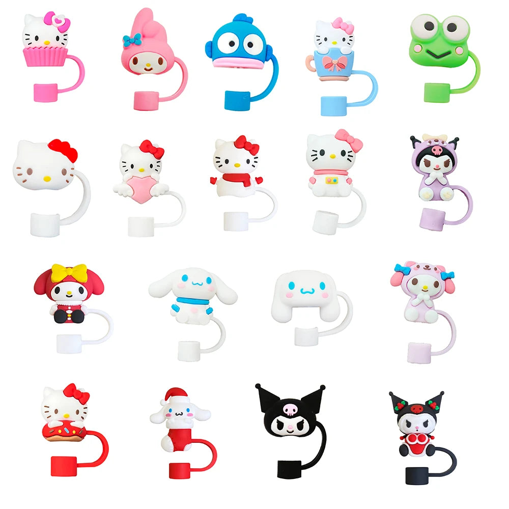 3D cute Sanrio Cartoon Straw Covers For Stanley Water Glass Bottle Drinking Dust Cap Straw Tip Cover Cup Accessories For 10mm ﻿