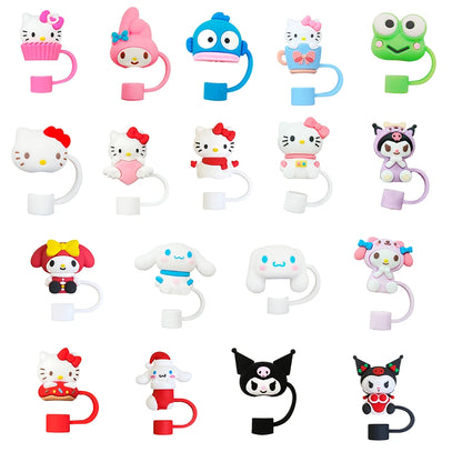 3D cute Sanrio Cartoon Straw Covers For Stanley Water Glass Bottle Drinking Dust Cap Straw Tip Cover Cup Accessories For 10mm ﻿