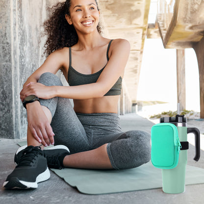 Water Bottle Pouch for For Stanley Cup 40oz/20oz/30oz Water Bottle Caddy Neoprene Tumbler Bag for Cards Keys Wallet Earphone