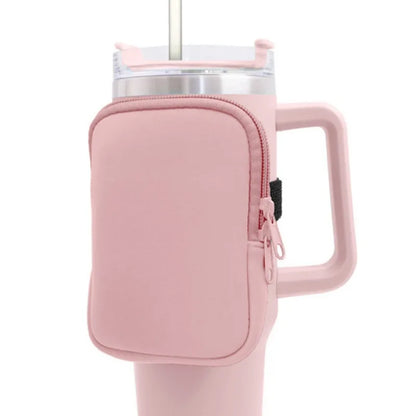 Water Bottle Pouch for For Stanley Cup 40oz/20oz/30oz Water Bottle Caddy Neoprene Tumbler Bag for Cards Keys Wallet Earphone