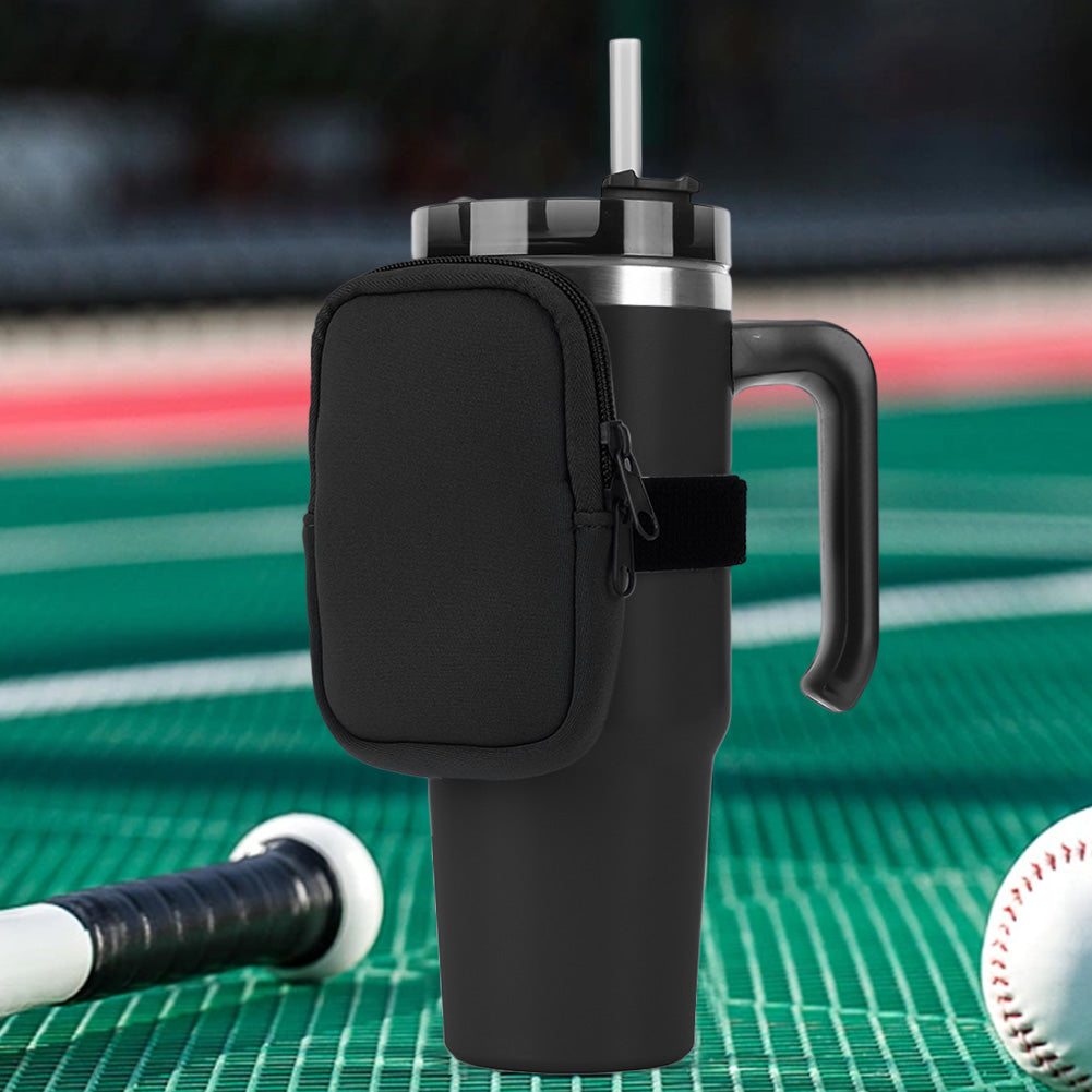 Water Bottle Pouch for For Stanley Cup 40oz/20oz/30oz Water Bottle Caddy Neoprene Tumbler Bag for Cards Keys Wallet Earphone