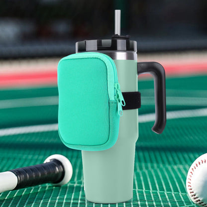 Water Bottle Pouch for For Stanley Cup 40oz/20oz/30oz Water Bottle Caddy Neoprene Tumbler Bag for Cards Keys Wallet Earphone