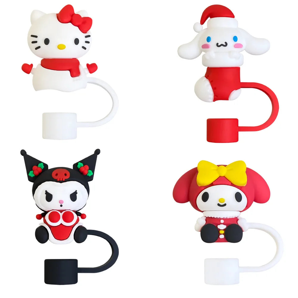 3D cute Sanrio Cartoon Straw Covers For Stanley Water Glass Bottle Drinking Dust Cap Straw Tip Cover Cup Accessories For 10mm ﻿