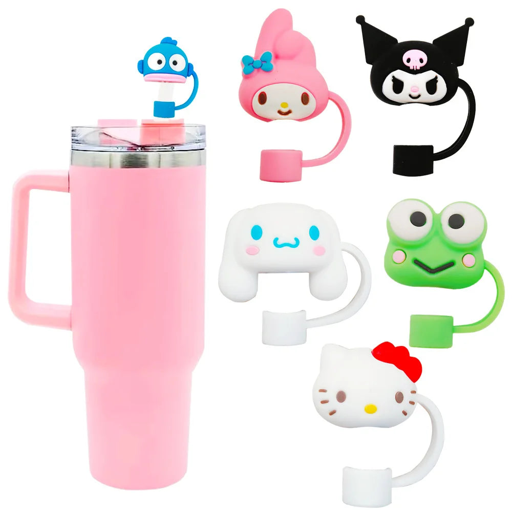 3D cute Sanrio Cartoon Straw Covers For Stanley Water Glass Bottle Drinking Dust Cap Straw Tip Cover Cup Accessories For 10mm ﻿