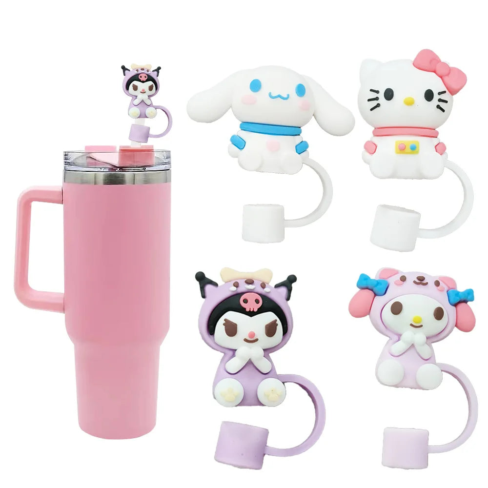 3D cute Sanrio Cartoon Straw Covers For Stanley Water Glass Bottle Drinking Dust Cap Straw Tip Cover Cup Accessories For 10mm ﻿