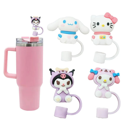 3D cute Sanrio Cartoon Straw Covers For Stanley Water Glass Bottle Drinking Dust Cap Straw Tip Cover Cup Accessories For 10mm ﻿