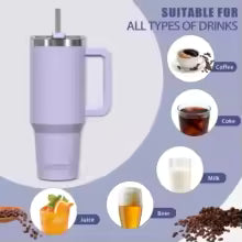 30/40oz Tumbler With Handle and Straw Large Capacity Stainless Steel Thermal Cup for Coffee Double Vacuum Insulated Mug