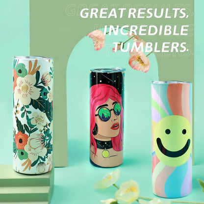 HTVRONT 8 Pack 20 OZ Sublimation Tumbler Blanks Skinny Straight in Bulk, Stainless Steel Insulated Sublimation Tumbler