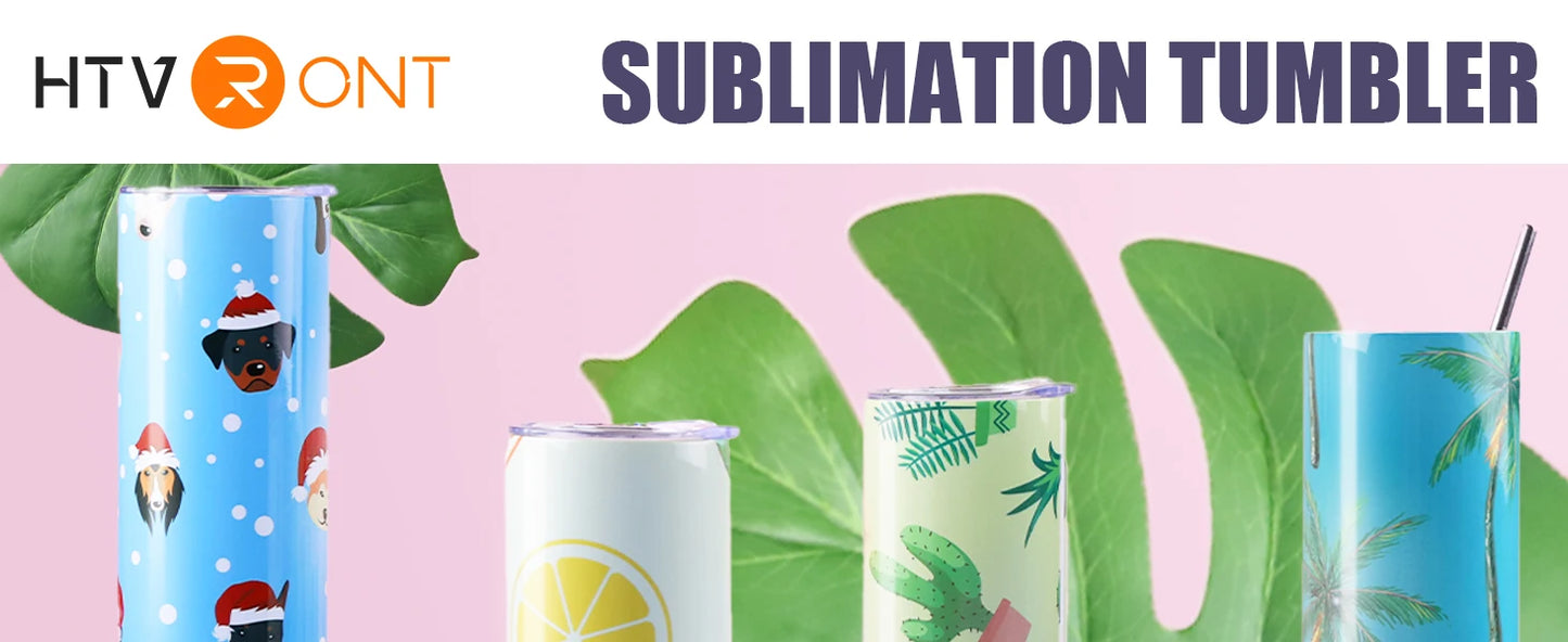 HTVRONT 8 Pack 20 OZ Sublimation Tumbler Blanks Skinny Straight in Bulk, Stainless Steel Insulated Sublimation Tumbler