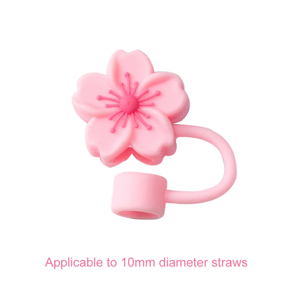 3/4/6/7PCS Silicone Straw Tips Protectors 8/10mm Flower Straw Toppers Dust-Proof Drinking Caps Straws Stopper for Stanley Cups