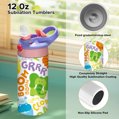 12/30 Pack 12oz Sublimation Kids Tumblers,with Silicone Sleeve & Shrink Wrap,Blank Heat Transfer Ready,Handmade for Boys & Girls