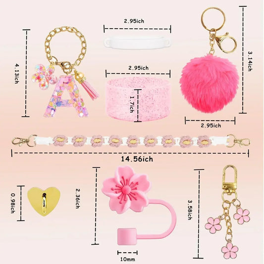 12PCS Cup Accessories for Stanley Cup 30oz 40oz Straw Cover Cap Water Bottle Handle Strap Boot Chains Personalized Sticker