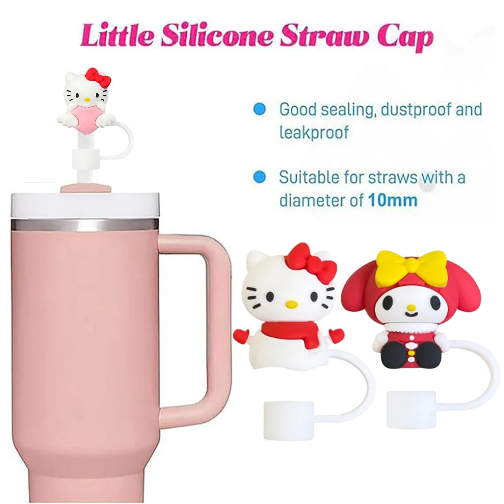 3D cute Sanrio Cartoon Straw Covers For Stanley Water Glass Bottle Drinking Dust Cap Straw Tip Cover Cup Accessories For 10mm ﻿