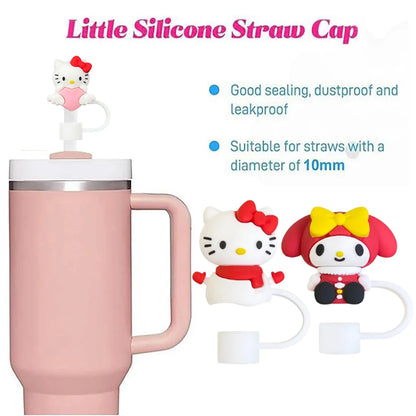 3D cute Sanrio Cartoon Straw Covers For Stanley Water Glass Bottle Drinking Dust Cap Straw Tip Cover Cup Accessories For 10mm ﻿