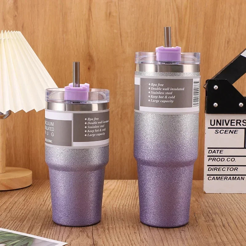 304 diamond-painted stainless steel cup, gradient car insulation and cold preservation car cup, coffee cup, double-layer ice cup