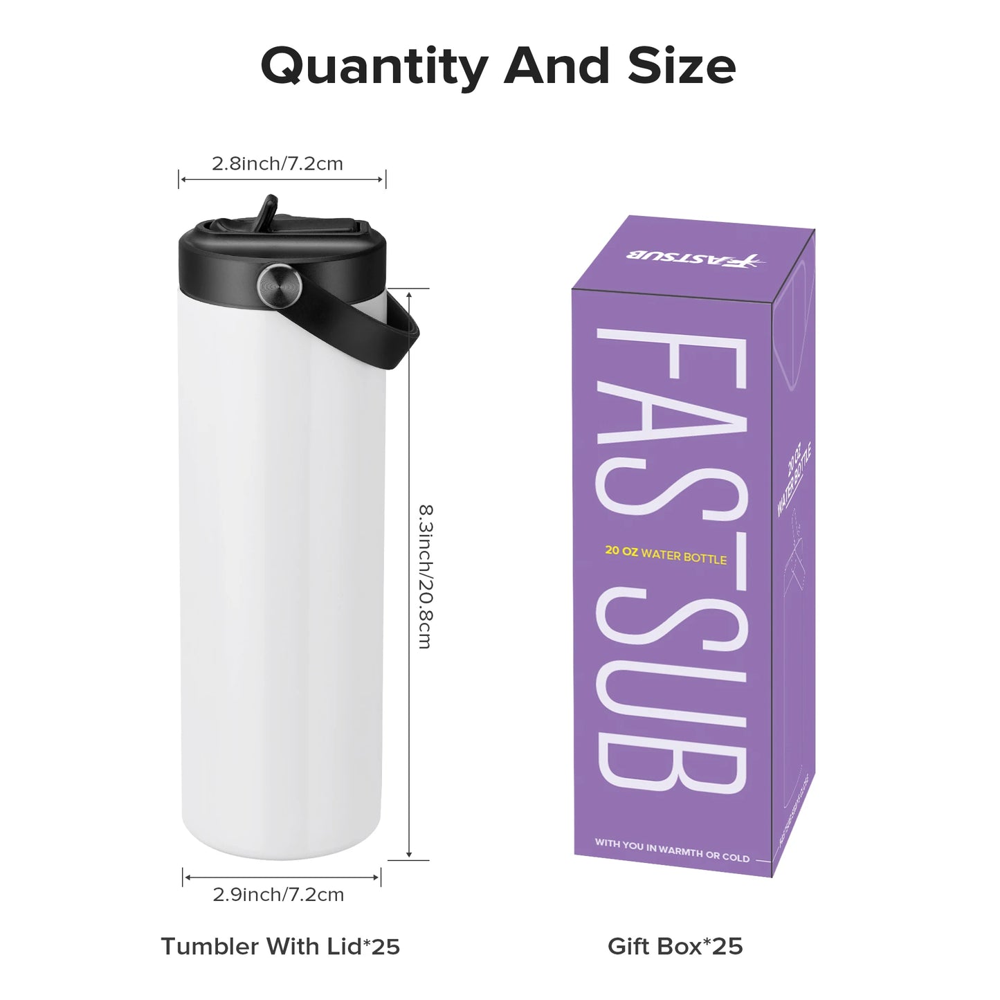 12/25 Pack 20OZ Sublimation Blanks Tumbler, Vacuum Flap With Flip nozzle, Perfect for Fitness Travel and Sports water Bottles