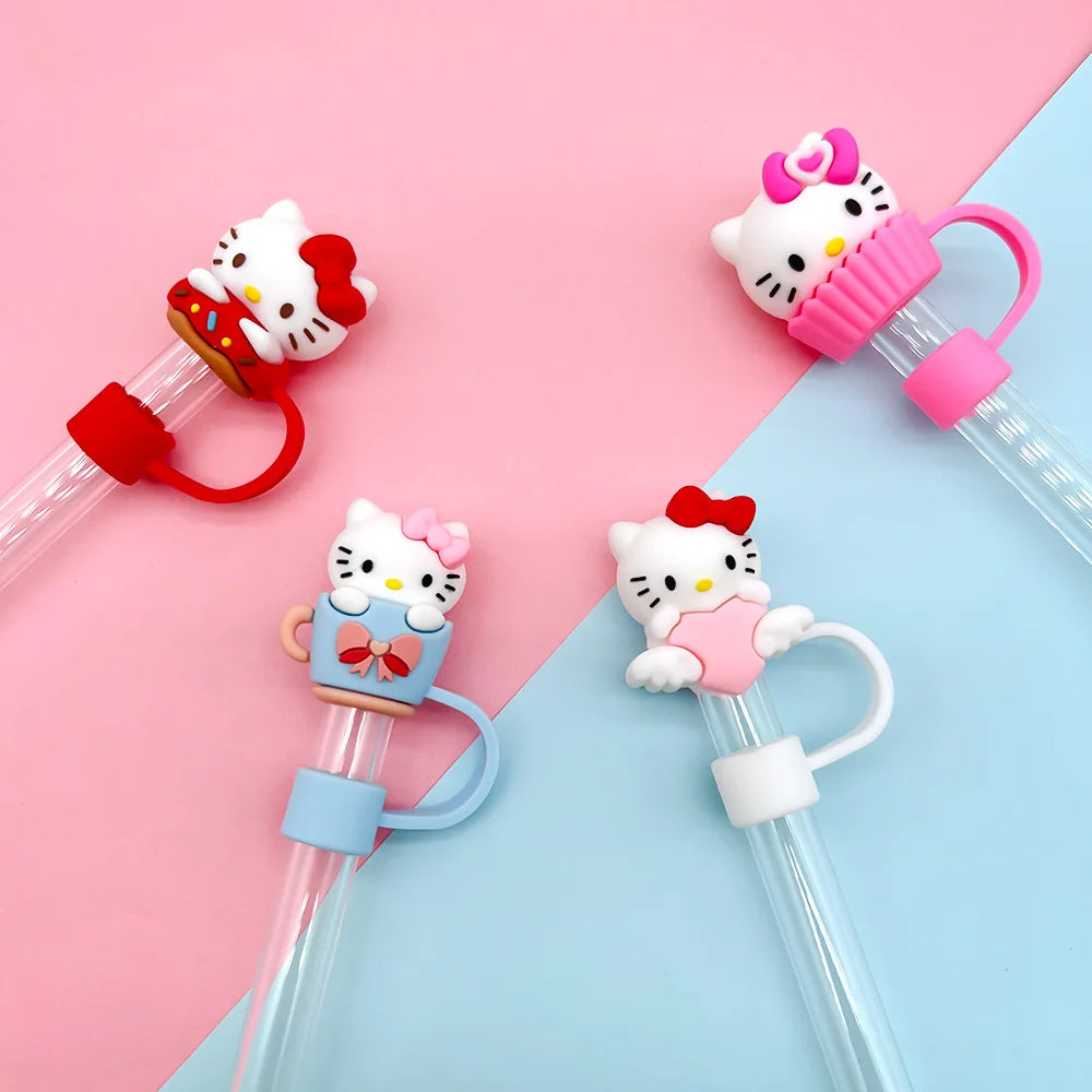 3D cute Sanrio Cartoon Straw Covers For Stanley Water Glass Bottle Drinking Dust Cap Straw Tip Cover Cup Accessories For 10mm ﻿
