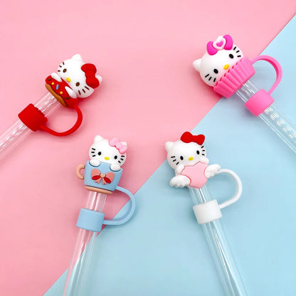 3D cute Sanrio Cartoon Straw Covers For Stanley Water Glass Bottle Drinking Dust Cap Straw Tip Cover Cup Accessories For 10mm ﻿