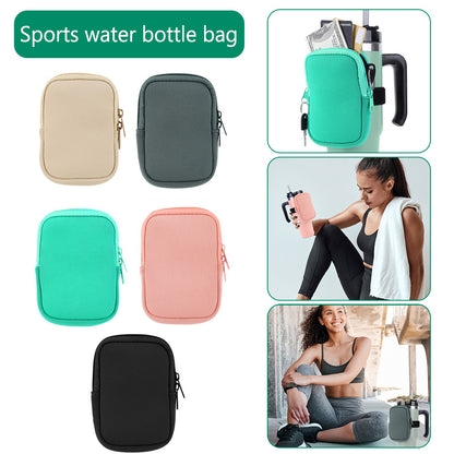 Water Bottle Pouch for For Stanley Cup 40oz/20oz/30oz Water Bottle Caddy Neoprene Tumbler Bag for Cards Keys Wallet Earphone