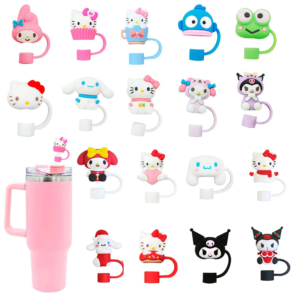 3D cute Sanrio Cartoon Straw Covers For Stanley Water Glass Bottle Drinking Dust Cap Straw Tip Cover Cup Accessories For 10mm ﻿