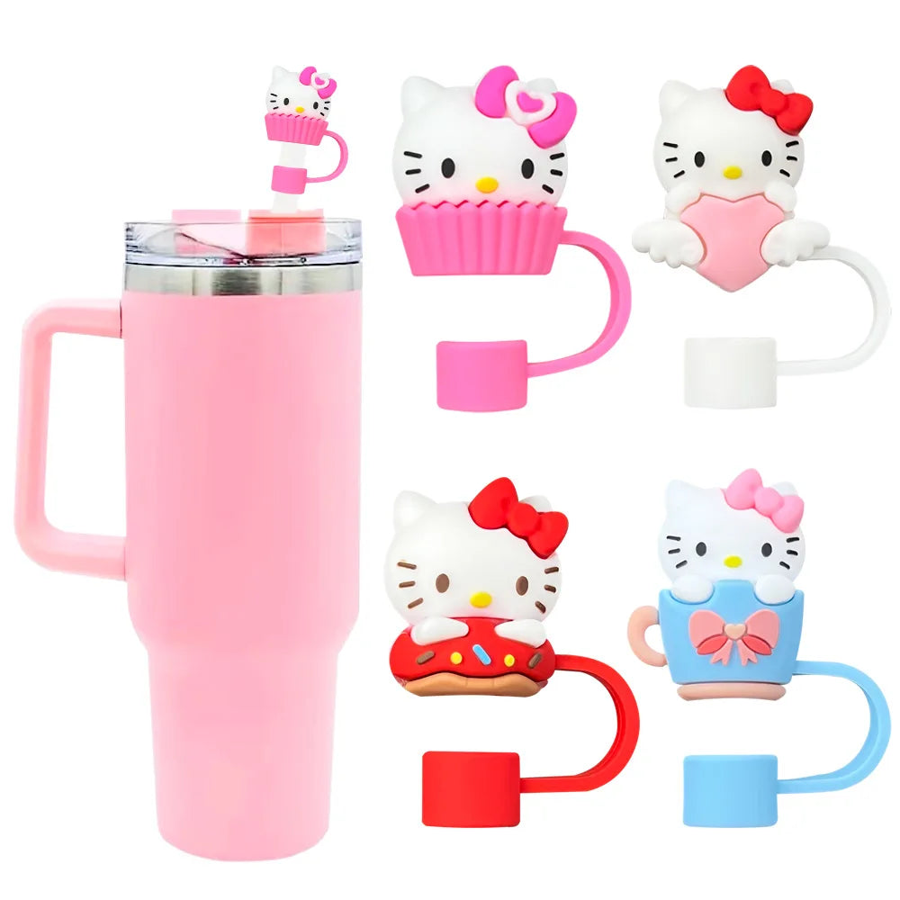 3D cute Sanrio Cartoon Straw Covers For Stanley Water Glass Bottle Drinking Dust Cap Straw Tip Cover Cup Accessories For 10mm ﻿