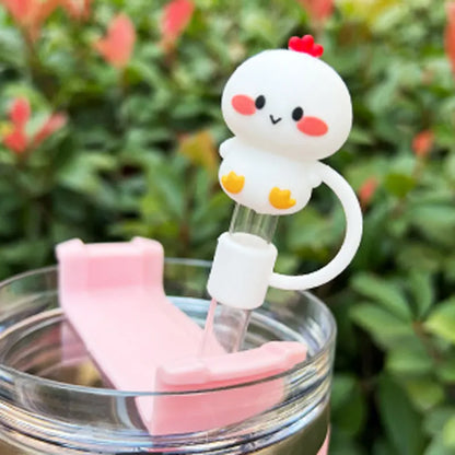 Cute Straw Cover Cap For Stanley Cup Reusable 10mm Silicone Straw Topper Compatible 30&40 Oz Tumbler With Handle Tips Lids 5Pcs