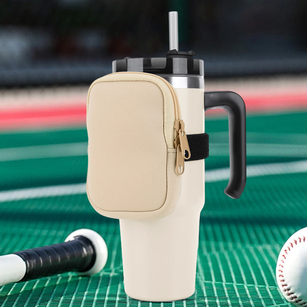 Water Bottle Pouch for For Stanley Cup 40oz/20oz/30oz Water Bottle Caddy Neoprene Tumbler Bag for Cards Keys Wallet Earphone