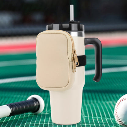 Water Bottle Pouch for For Stanley Cup 40oz/20oz/30oz Water Bottle Caddy Neoprene Tumbler Bag for Cards Keys Wallet Earphone